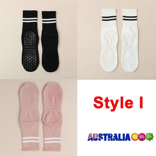 3 Pairs Yoga Socks with Grips, Non Slip Grip Crew Socks for Pilates Barre Dance - Picture 41 of 45