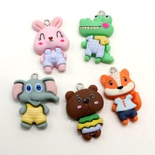20pcs Assorted Resin Cute Cartoon Animal Charms Pendants with Flatback Jewelry