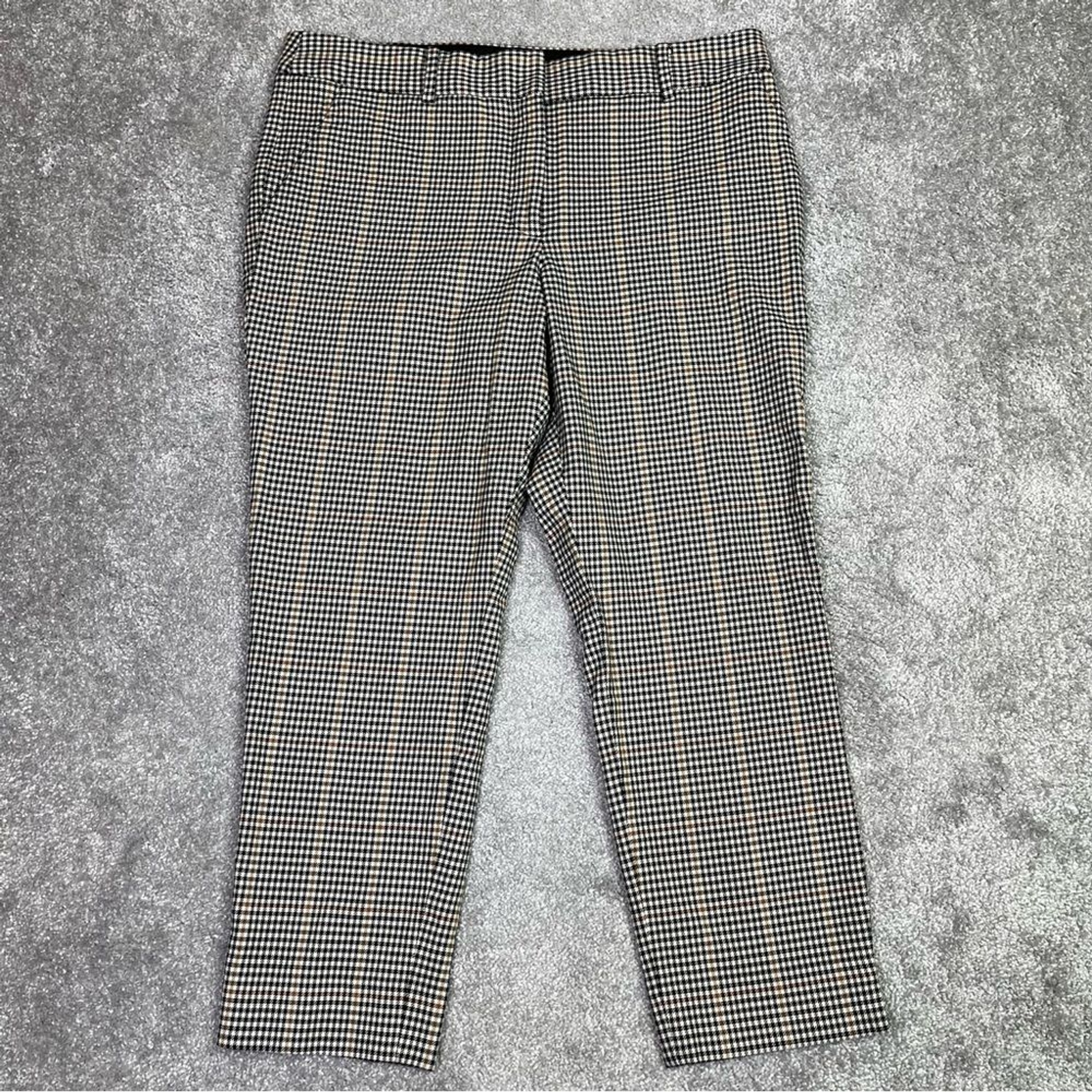 Talbots Pants Women's 12 Petite Black Multi Hampshire Ankle Straight High Rise
