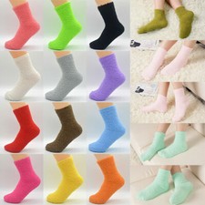 Women Bed Socks Pure Color Fluffy Warm Winter Kids Soft Floor Sock Hosiery