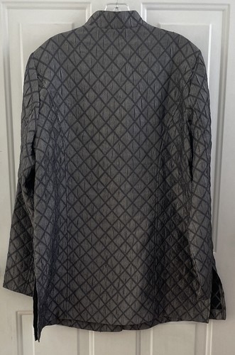 Coldwater Creek Blazer Jacket Large Crinkled Diamond Textured Fabric Gray EUC - Picture 2 of 10