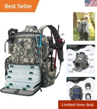 Fishing Tackle Backpack with 4 Trays, Large Outdoor Storage Tackle Bag with P...
