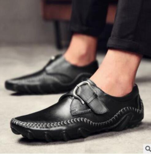 Men's Leather Shoes Casual Driving Shoes Handmade England Loafers Round Head Low - Picture 9 of 27
