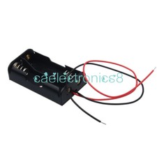 NEW Plastic Battery Storage Case Box Holder For2 X AA 2xAA 3V with wire leads