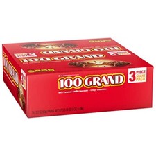100 Grand Crispy Milk Chocolate with Caramel, Fun Size Individually Wrapped C...