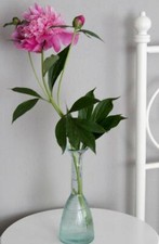 Vase Blumenvase Glas hoch schmal schlank Tischvase Vintage Shabby recycling NEU