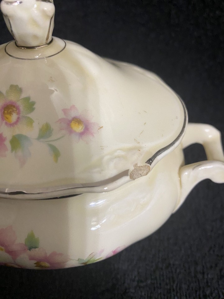 Vtg. Homer Laughlin Virginia Rose Pattern Sugar Bowl Made USA eBay