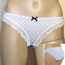 KNICKERS PANTIES BLUE WHITE SPOTS SIZE 14