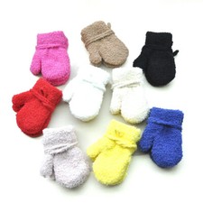 Children Full Finger Gloves For 1-3Y Kids Warm Mittens Hanging Neck Baby Gloves