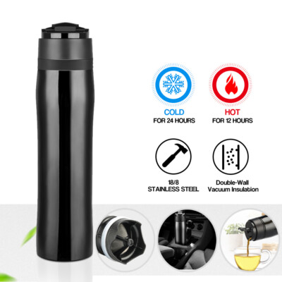 French Press Travel 350ml/12oz Portable Coffee Mug Maker Bottle Stainless Steel