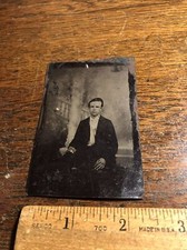 Antique Tintype Victorian Man Civil War Era Photo Photograph