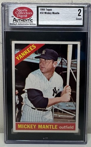 1966 MICKEY MANLE TOPPS #50 SPORT SAMMLER DIGEST GRADE 2 YANKEES BASEBALL - Bild 1 von 2