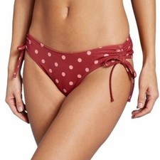 Women's Cinch Side Tie High Leg Cheeky Bikini Bottom Shade  Shore Large 12/14