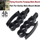 Black Control Foot Pegs Flying Knuckle Pegs For Harley Sportster Dyna Softail FL