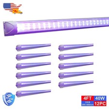 12 Pack LED Black Light Fixture 4FT 40W UV Bar with US Plug Easy Installation