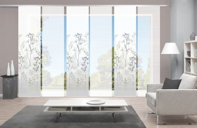 VISION S 6er-Set Flächenvorhänge HELVIN, halbtransparent, Höhe 260 cm, grau