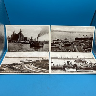 4 Karten Schiffe auf dem Mersey Anfang / Mitte 1900 s/w Fotografien