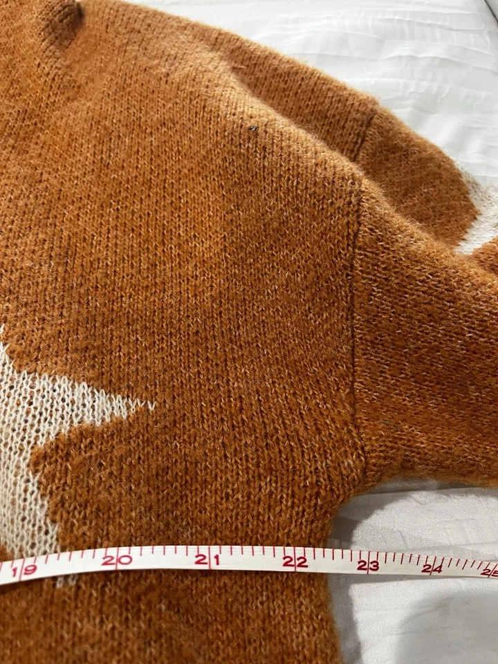 Easel Oversized Long Sleeve Star Sweater, Women’s Orange-Brown Size L Sweater - Image 4 of 4