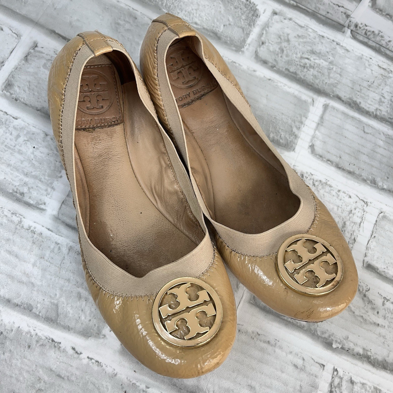 Tory Burch Caroline Women's Size 7 M Tan Patent Leather Ballet Flats Shoes thumbnail 11