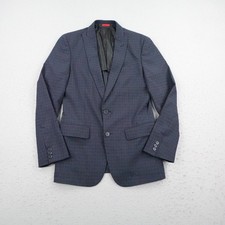 John Varvatos Blazer Mens 36R Blue Plaid Check Suit Jacket Dwell Coat Dual Vent