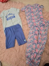 Hurley Girls Mermaid Pajama Set 4 Piece Blue Pink Multicolor Size 10-12