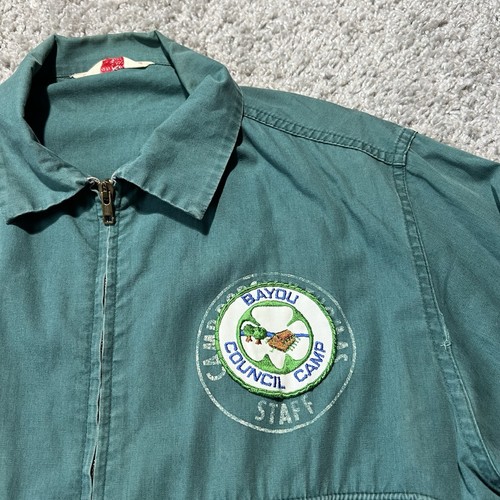 True Vintage 50s 1960s All Cotton Jacket Medium Green Girl Scouts Patches - Imagen 6 de 13