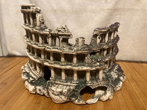 Roman Colosseum Aquarium Ornament Ruins Fish Tank Decor 11in columns arches