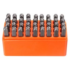 36pcs Metal Stamping Kit 3/16" 5mm Steel Letter Punch Press Tool with Case