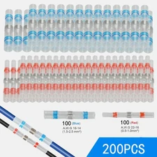 200Pcs Heat Shrink Solder Wire Connectors Kit Waterproof Seal Butt Terminals