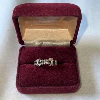 LeVian 14K Rose Gold Chocolate Vanilla Diamond  Double Crisscross Ring Size 7
