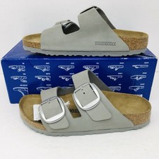 Birkenstock Arizona Big Buckle Women Dove Gray Nubuck Leather Shoe 7-7.5 Narrow