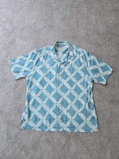 Tommy Bahama Men's Original Fit Silk Button-Down Shirt Light Blue/Ivory Size XL