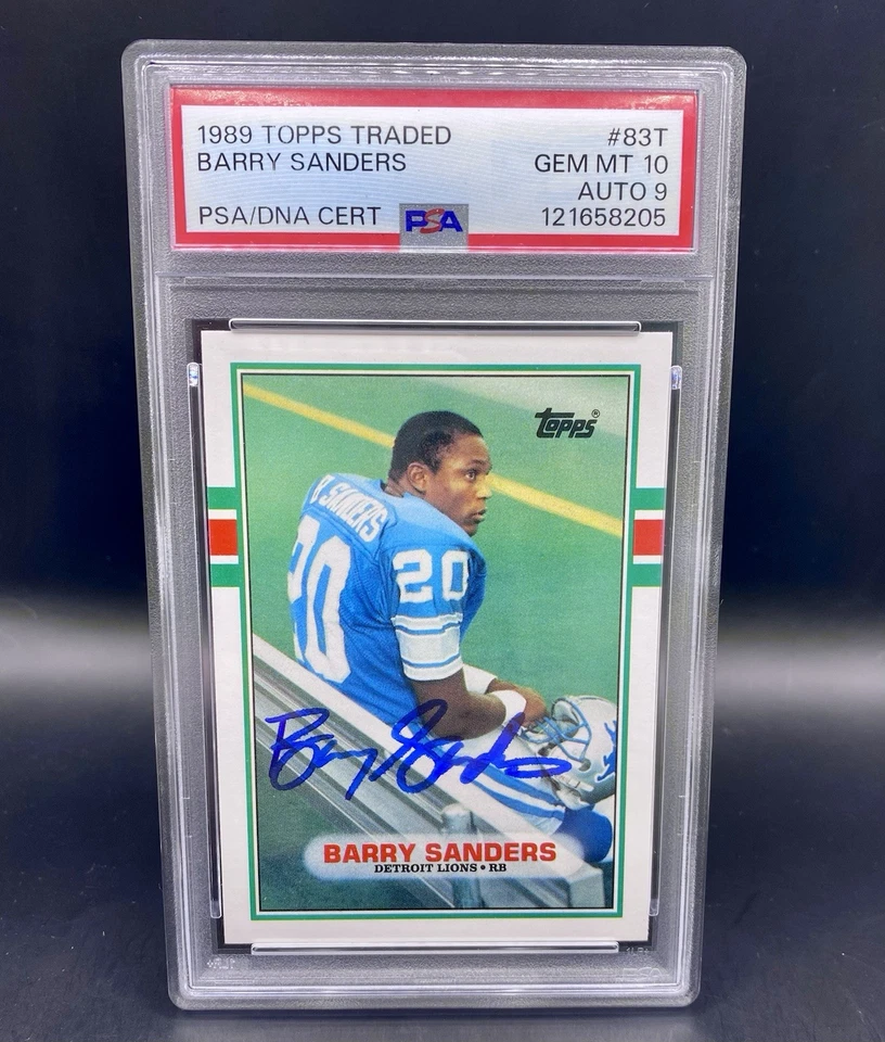 1989 TOPPS 交易 #83T 巴里·桑德斯新秀签名 DNA 认证 PSA 10 — 第 2/3 张图片