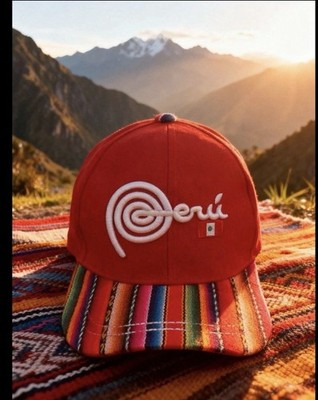 Perú Hat With Andean Fabric Brim- Peruvian Baseball Cap- Cusco Inspired Handmade