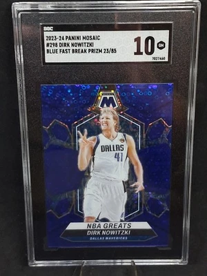 2023-24 Panini Mosaic Dirk Nowitzki FAST BREAK BUE /85 Mavericks SGC 10 POP 1 - Bild 1 von 4