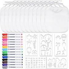 Baby Shower Gift New in Box4 4-piece DIY Bib Kit. 24 Bibs, 6 Stencils 14 Markers