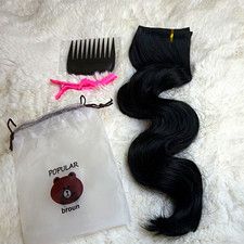 20  Black Body Wave Clip-In Hair Extensions 4 Piece Set 1B Wavy Volumizing