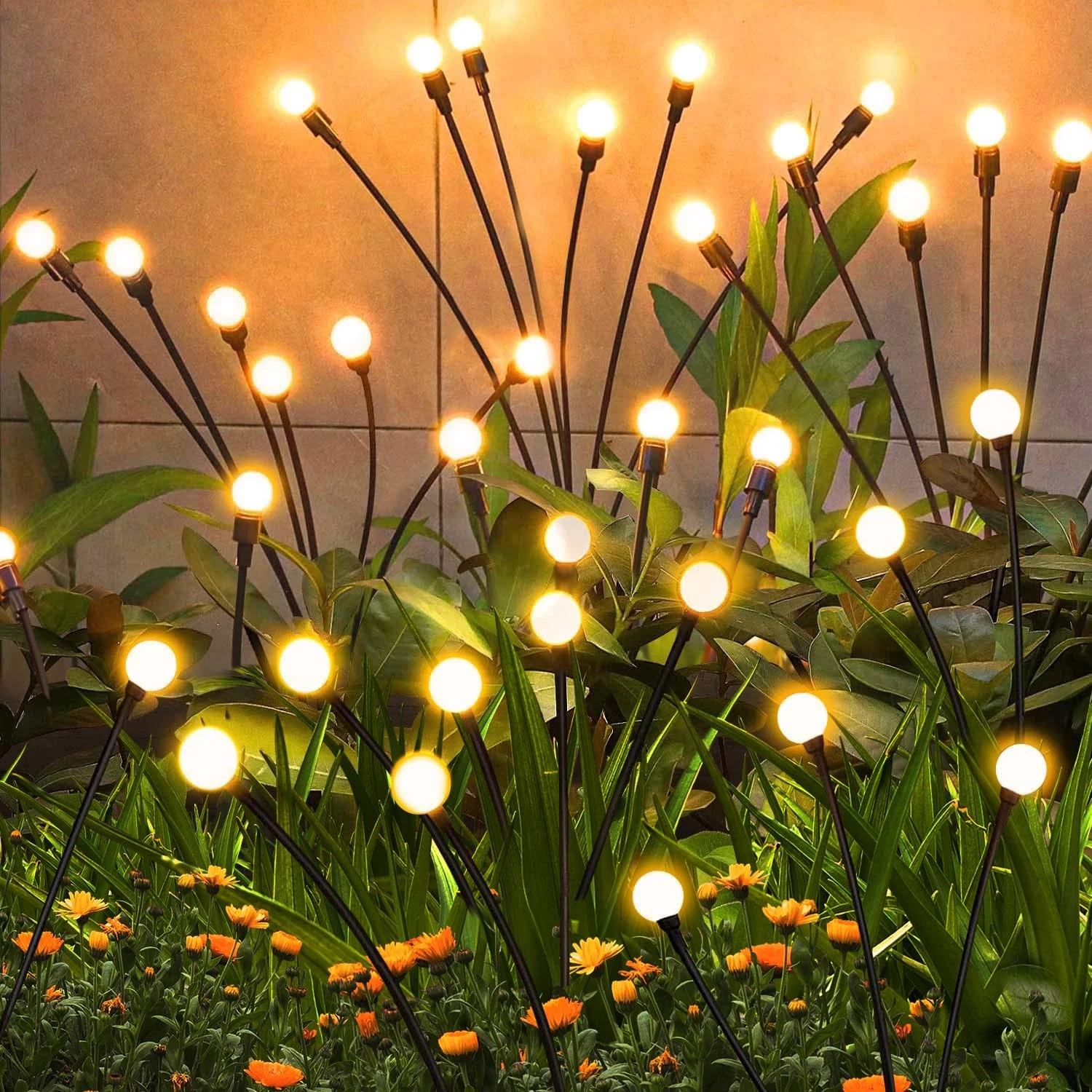 Solar Garden Lights Outdoor, 4 Pack Firefly Swaying Lights, Waterproof Garden...