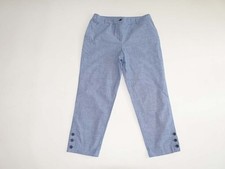 Talbots Women's Perfect Crop Pants Size 10 Blue High Rise 100 Cotton Trouser