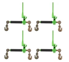 4PK 5/16"-3/8" Folding Handle Ratchet Load Binder w/ Grab Hook 7,100 lbs WLL