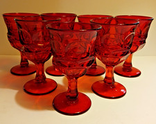 Set Of 7 Vintage Fostoria Argus Ruby Red Stemmed Water Goblets 6 1/4"