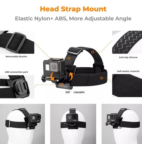 K&F Concept 4-in-1 GoPro Kit head strap, chest strap, wrist strap, backpack clip - Picture 3 of 7
