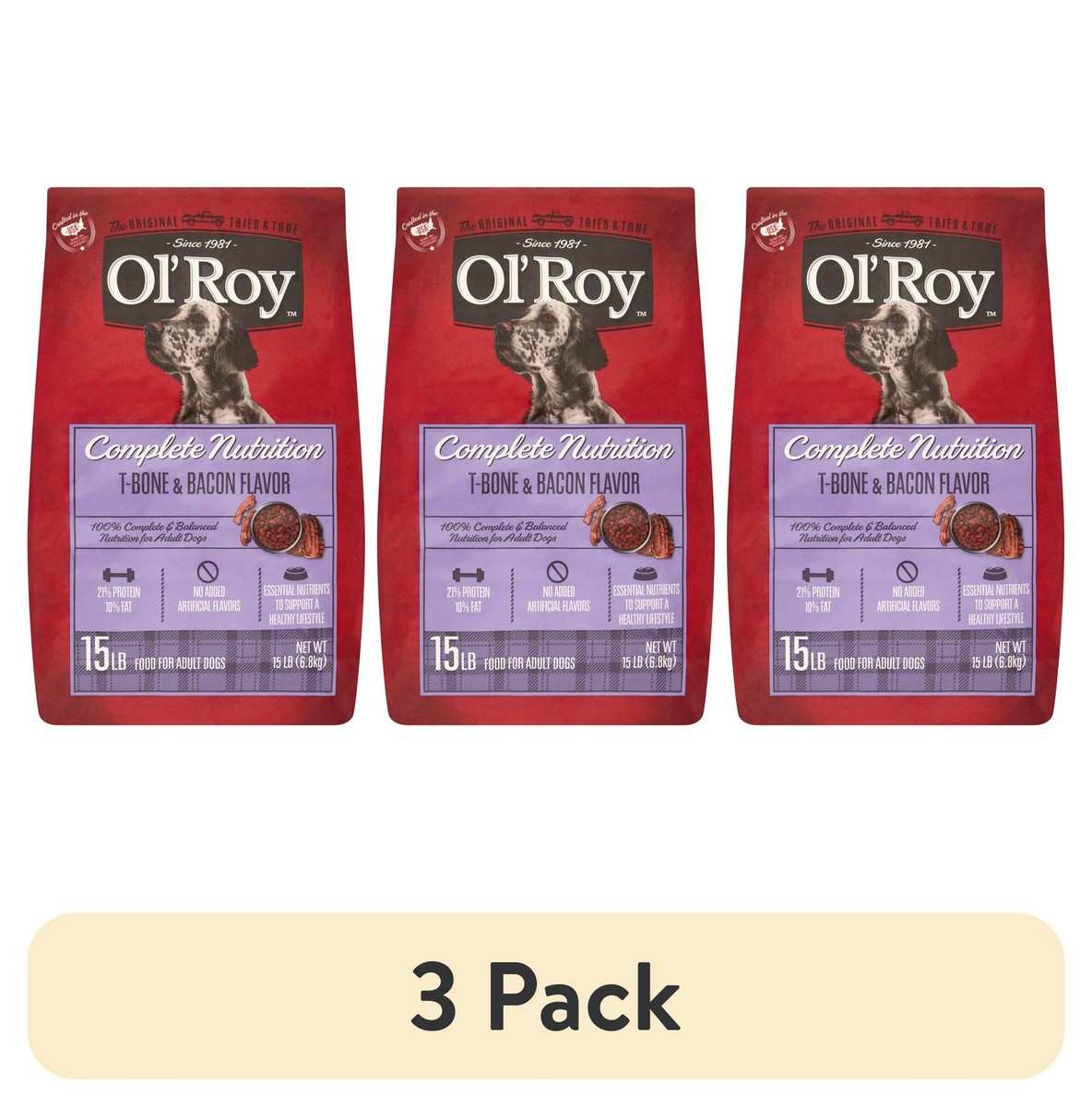 pack) Ol' Roy Complete Nutrition T-Bone Bacon Flavor Dry Dog
