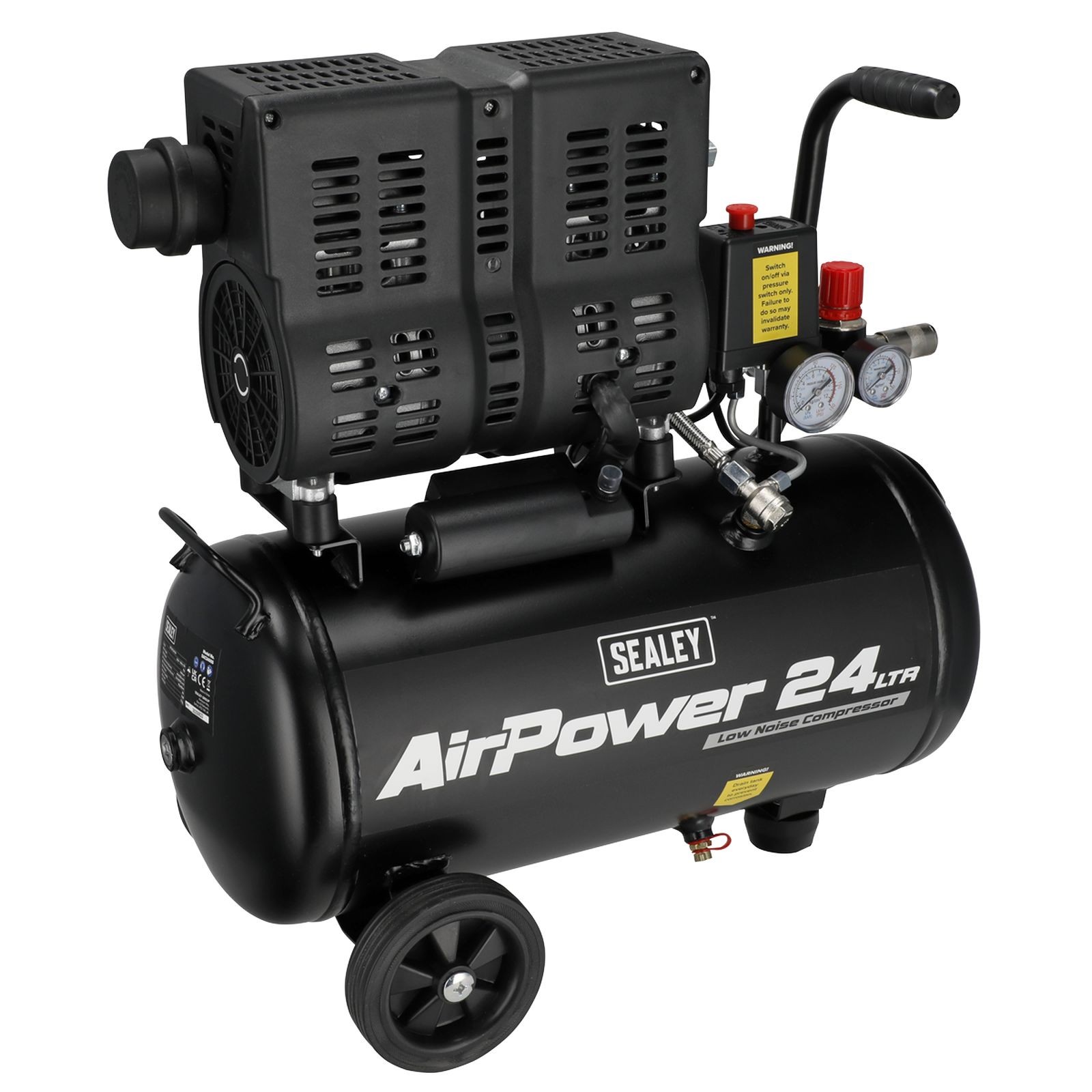 Sealey 24L Low Noise Oil Free Direct Drive Air Compressor 1hp - SAC2400S