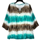 Alfred Dunner Womens Blouse Size 8 Beaded Lined Flowy Striped Shirt NWT