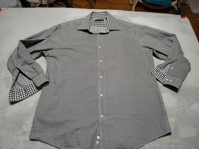 Sean John Shirt Men 17 32/33 Black/White Stars Evening Disco Work Tailored 