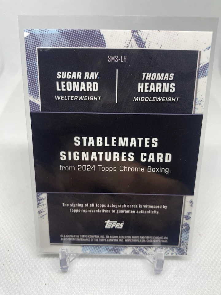 2024 Topps Chrome Boxing Sugar Ray Leonard / Thomas Hearns Stablemates Auto /75 - Image 2 of 2