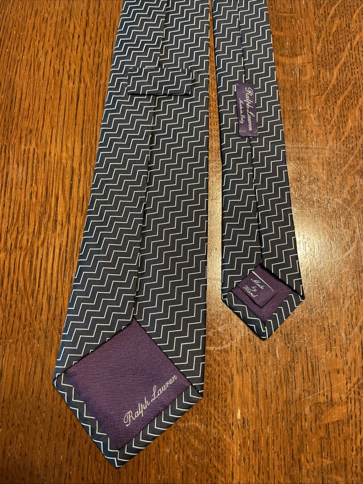 Corbata Ralph Lauren etiqueta púrpura azul marino a rayas Foto 3 de 4
