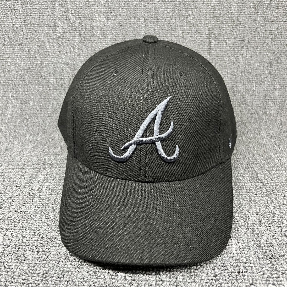 '47 Brand Atlanta Braves MLB MVP Snapback Hat Black Grey Script A Curved Brim