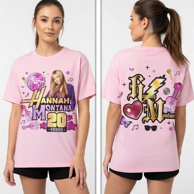 Hannah Montana 20 Years T-Shirt Pink Retro Y2K Graphic Tee Miley